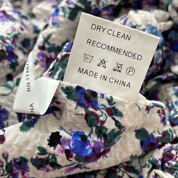 70/21 Off-Shoulder Floral Print Puff Sleeve Crop Top Size XS NEW - Picture 8 of 9